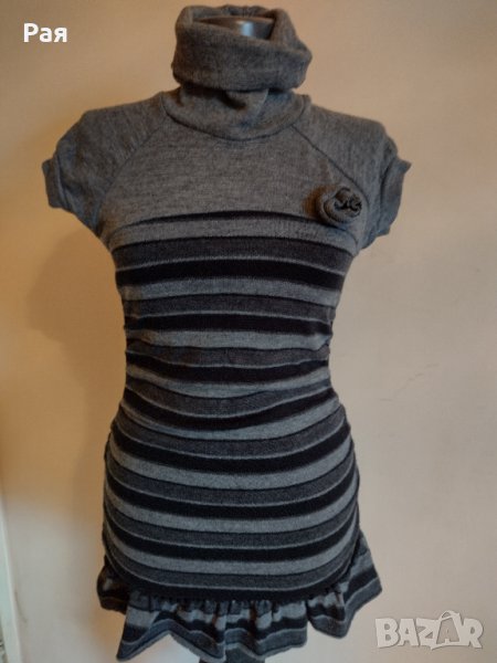 Спортно елегантна сиво  черна рокля / туника , снимка 1