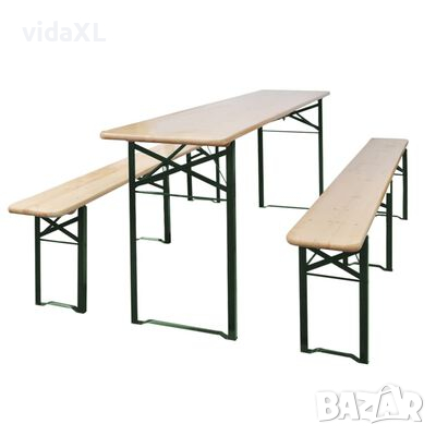 vidaXL Сгъваема маса за бира с 2 пейки, 220 см, чам(SKU:42207, снимка 1