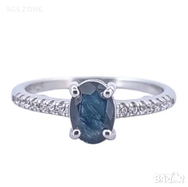 Сребърен Пръстен със Сапфир, снимка 1