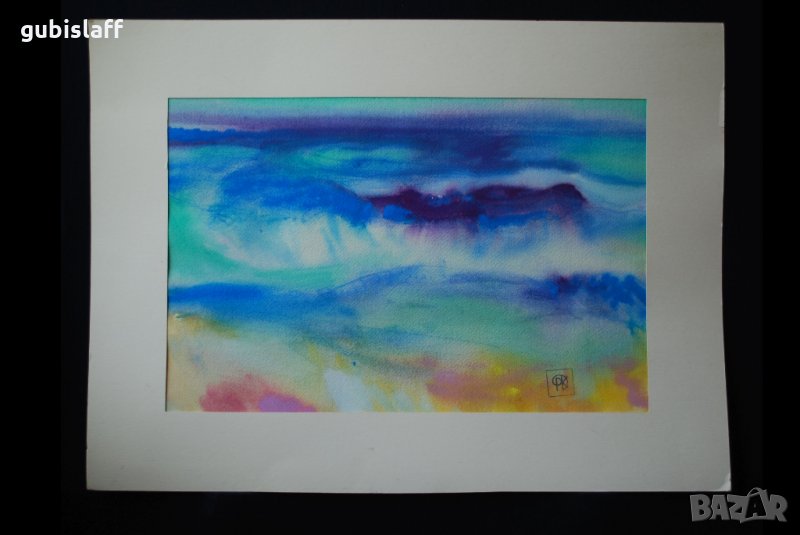 Стара картина, акварел, худ. Роджър Краев (1945-2022), снимка 1