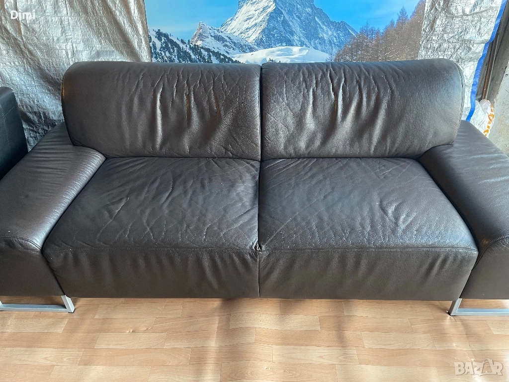 Кожени дивани*БЕЗПЛАТНА ДОСТАВКА*Кафяв диван от естествена кожа, снимка 1