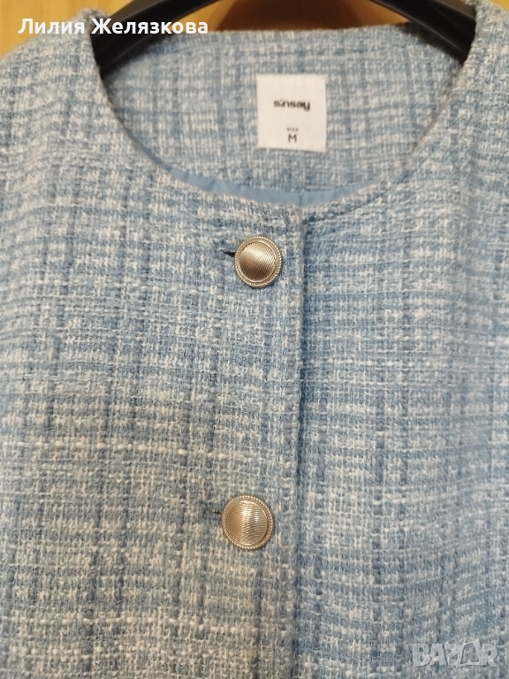 Дамско сако,светлосиньо букле,гр обиколка 53 см, снимка 1