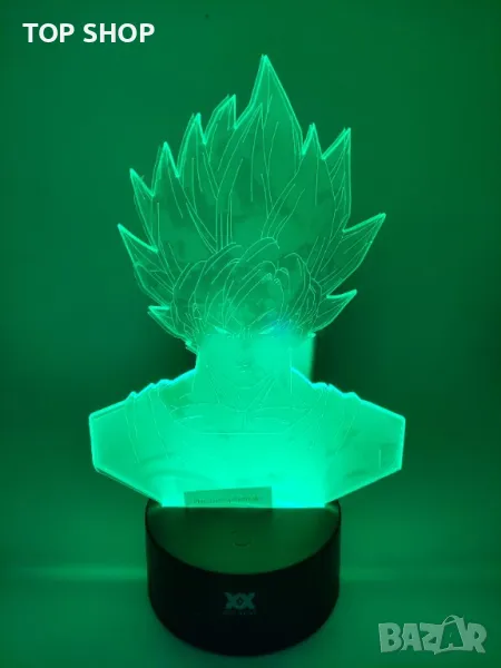 Dragon Ball Super Saiyan God Goku Екшън фигурки 3D настолна лампа 7 променящи цвета нощна лампа, снимка 1