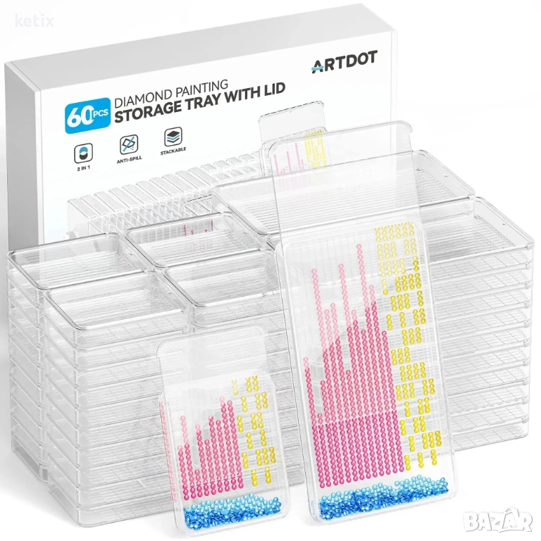 ARTDOT Комплекти за съхранение на диамантени картини с 60 части, снимка 1