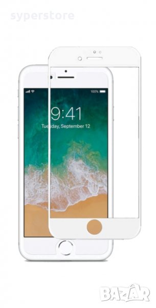 Стъклен протектор за iPhone 7/7G/8/8G 9D FullFace FullGlue White лепило по цялата повърност, снимка 1
