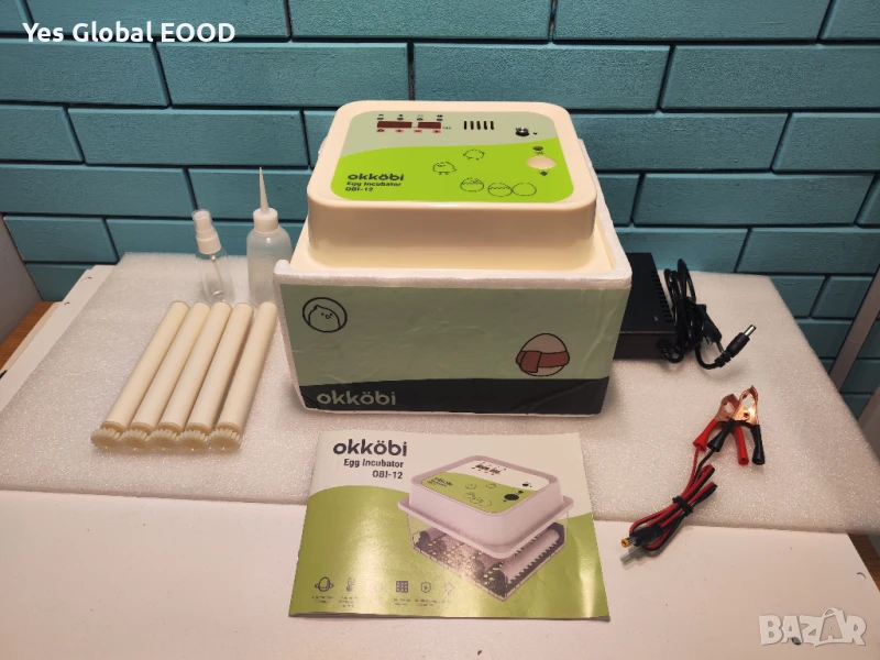 Okköbi OBI-12 автоматичен инкубатор за 12 яйца с контрол на влажност, снимка 1