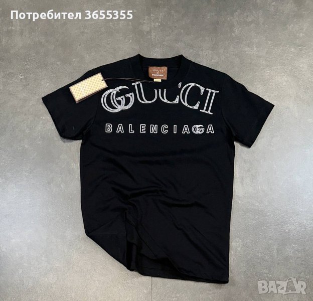 Мъжка тениска Gucci x Balenciaga в черно, снимка 1