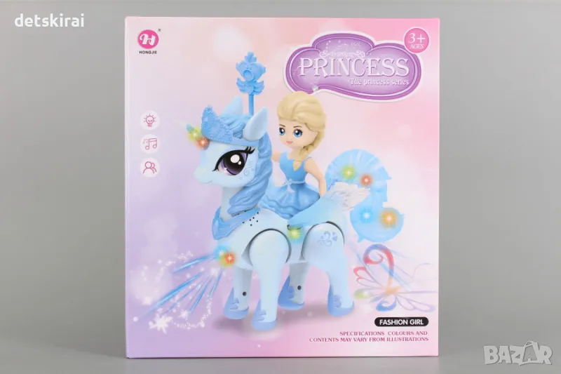 Еднорог и принцеса с музика и светлина, снимка 1