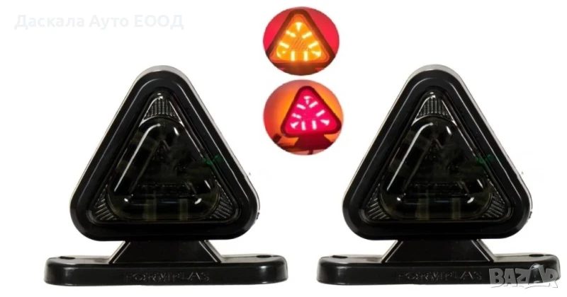 1бр. ОПУШЕНО триъгълно ЛЕД LED рогче с 18 диода, червено-оранжево , 12-24V, снимка 1