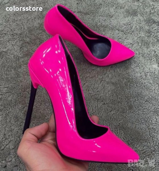 Обувки на ток - циклама лак - 6060, снимка 1