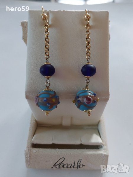 Прекрасни дизайнерски Френски златни обеци/Злато проба 750/, снимка 1