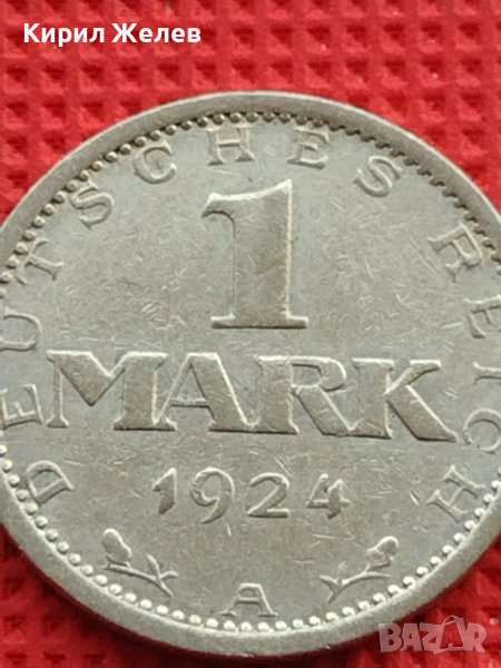 Сребърна монета 1 марка 1924г. Германия Ваймарска република 39615, снимка 1