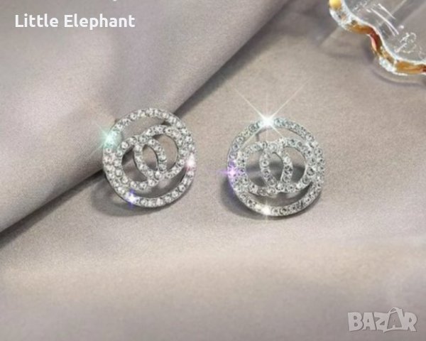 Обеци с кристали бранд,white,rhinestone/нови