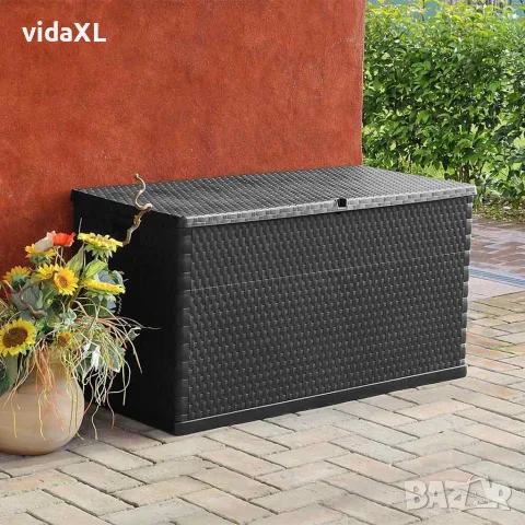 vidaXL Градински сандък за съхранение антрацит 120x56x63 см PP ратан, снимка 2 - Ракли - 56147654