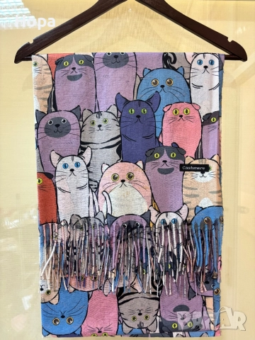 Шал Кашмир с Котки , снимка 7 - Шапки - 20048160