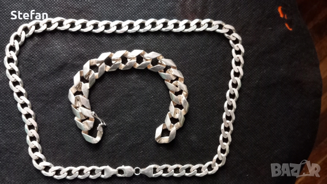 Поръчкова сребърна гривна и ланец, снимка 1 - Гривни - 49493460