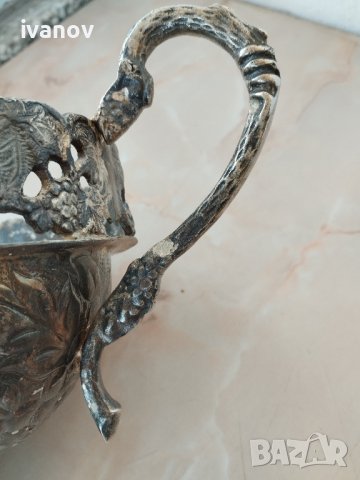 Голяма посребрена фруктиера , снимка 2 - Антикварни и старинни предмети - 42720687