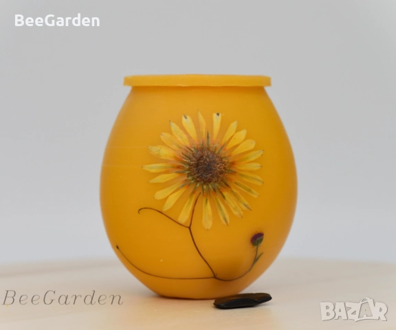 Ръчно изработено бурканче от пчелен восък с пчелен мед, снимка 4 - Пчелни продукти - 43761816