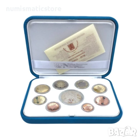 Ватикана PROOF 2019 година - комплектен сет от 1 цент до 2 евро + 20 евро Сребърна монета