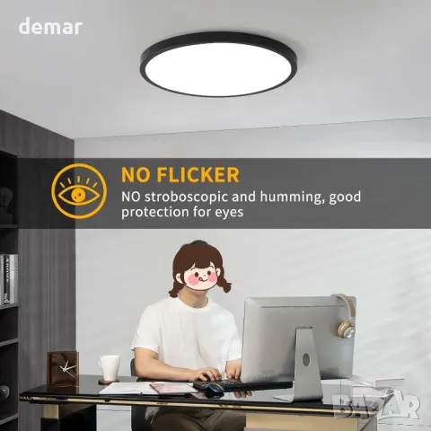 Mikeru Модерна таванна плафониера, 30 см, 28W 6500K, 2 броя, снимка 6 - Лед осветление - 49794687