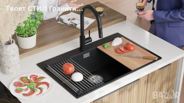 графит Кухненска Мивка от гранит Осло 80 XXL Top 780 x 500 mm, снимка 3 - Мивки - 50710089