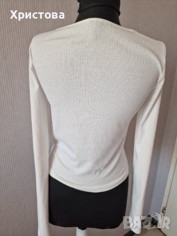 Бяла къса рипс блуза -8,00лв., снимка 5 - Блузи с дълъг ръкав и пуловери - 44231894