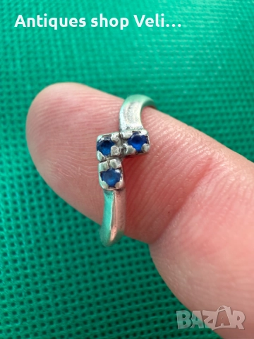 Сребърен пръстен със сапфир №7672 