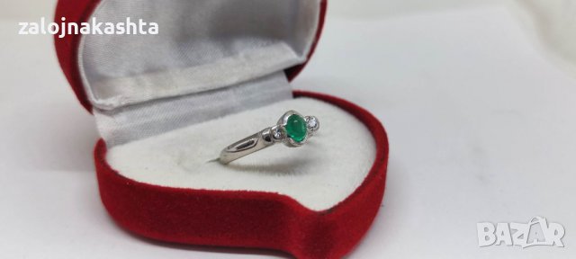 Златен пръстен с Изумруд и брилянти-4,0гр/18кр, снимка 6 - Пръстени - 39791331
