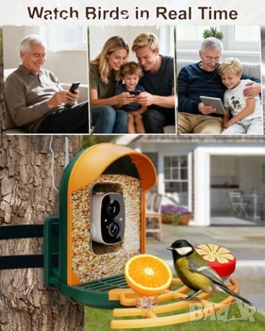 Нова Хранилка с камера за наблюдение на птици 2K, водоустойчива и умна, снимка 6 - IP камери - 52698645