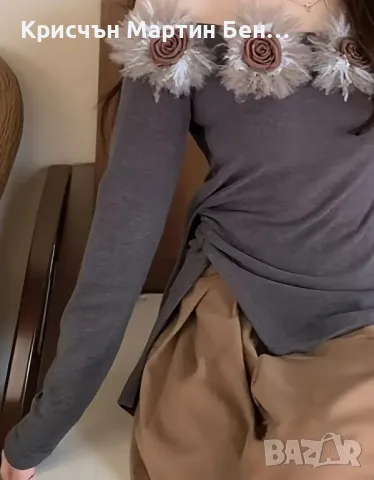 Елегантен Топ С Открити рамене с 3 д цветчета , снимка 7 - Корсети, бюстиета, топове - 48619130