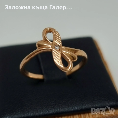 Стилен златен пръстен с фианит – 585 проба - 1,63г, снимка 2 - Пръстени - 54215041
