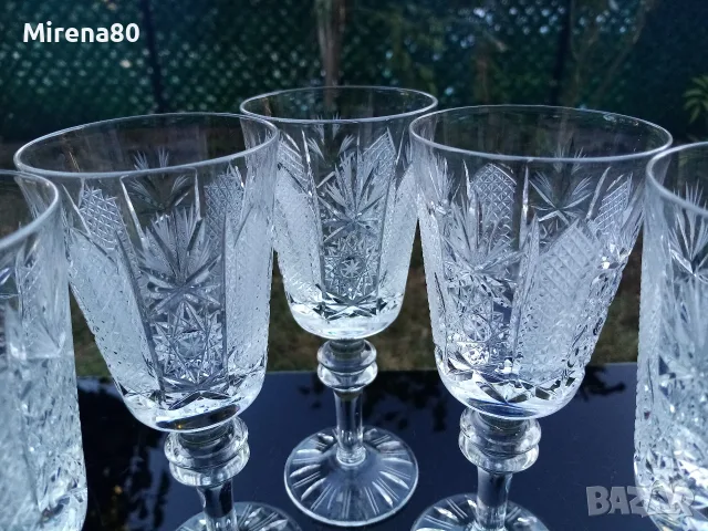 * Ропотамо * - 5 кристални чащи за вино / ракия , снимка 2 - Чаши - 56339818