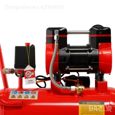 Компресор за въздух, Безмаслен, 24л, 8 bar, 1.2 к.с., Elefant XY2824, снимка 6 - Компресори - 48625793