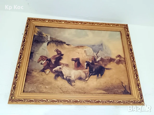 картина с коне, рамкирана, снимка 7 - Картини - 50990839