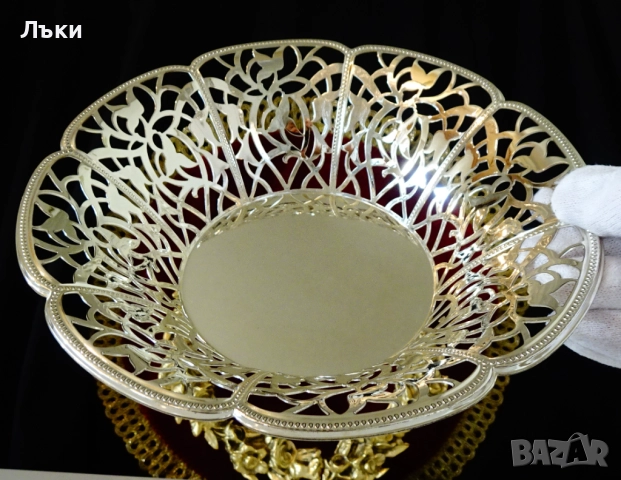 Посребрена фруктиера WMF,съд за сладки,ажур,релеф. 