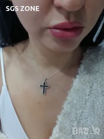 Сребърен Кръст с Рубини, Сапфири, Изумруди, снимка 7 - Колиета, медальони, синджири - 49893309