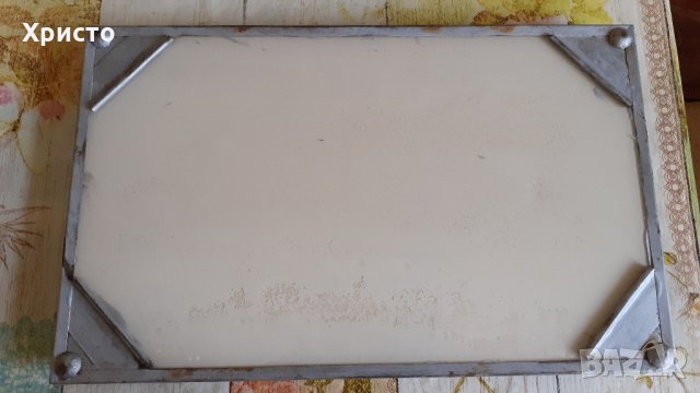 поднос за сервиране антикварен стъкло и масивен метал, снимка 3 - Прибори за хранене, готвене и сервиране - 33813571