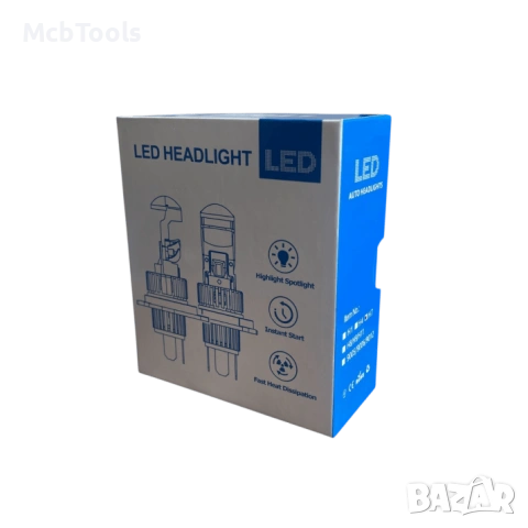 Диодни крушки за фар H7 с лупа 2 броя комплект Т841, снимка 4 - Аксесоари и консумативи - 54159820