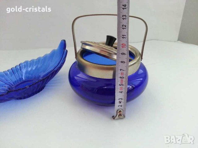 Стъклена  захарница и купичка, снимка 9 - Антикварни и старинни предмети - 30385261