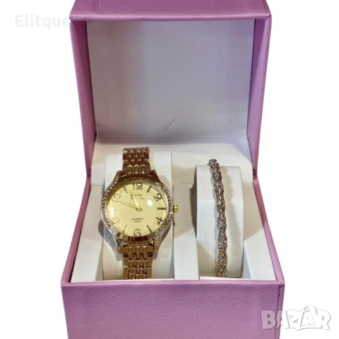 Луксозен дамски часовник с елегантна гривна – стил и изящество в една кутия, снимка 9 - Бижутерийни комплекти - 52596517