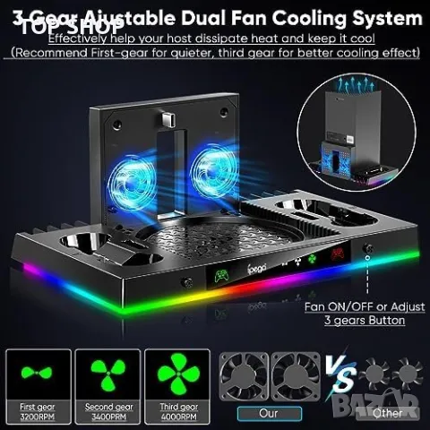 FYOUNG охлаждащ вентилатор и зарядна станция за Xbox Series X, снимка 8 - Аксесоари - 49509549