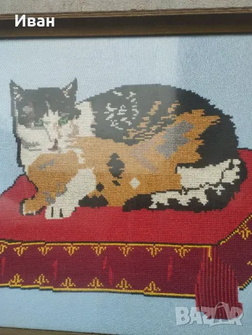 Ръчно изработен гоблен котка , снимка 7 - Гоблени - 48932866