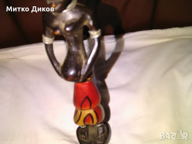 Африканска дървена фигура маска цветна височина 210мм, снимка 5 - Декорация за дома - 29114592