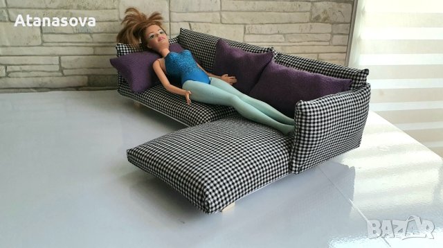 диван за кукли Барби, обзавеждане подходящо за къща за кукли, снимка 8 - Кукли - 44238087