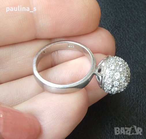 Масивен сребърен пръстен проба 925 Житен клас с вковани циркони - топка , снимка 7 - Пръстени - 26234695