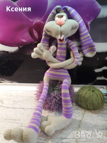 Плетена играчка Заек-Крези КЕКС, Ръчно изработена, Перфектен подарък, снимка 5 - Плюшени играчки - 52062325