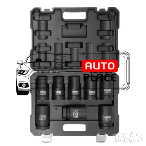 Комплект дълбоки ударни вложки 6-стенни 1″ (22 – 41 мм) 8 части JCB, снимка 3 - Други инструменти - 53886054