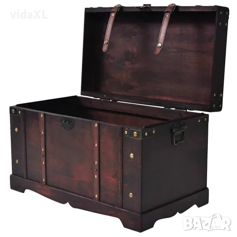 vidaXL Винтидж сандък за съкровища, дърво, 66x38x40 см, снимка 3 - Скринове - 56146380