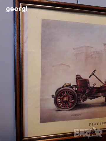 Картина с ретро автомобил Fiat ситопечат, снимка 2 - Картини - 31671970