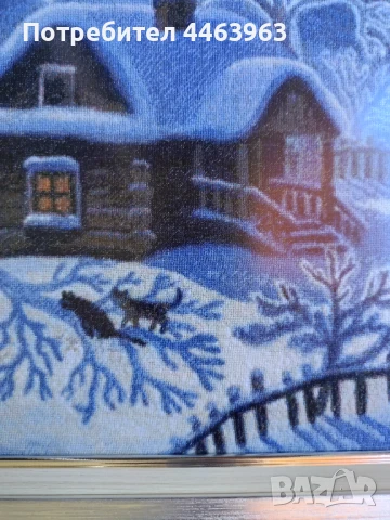 гоблен ,,Зимна нощ", 31/44 см, снимка 6 - Гоблени - 51372185